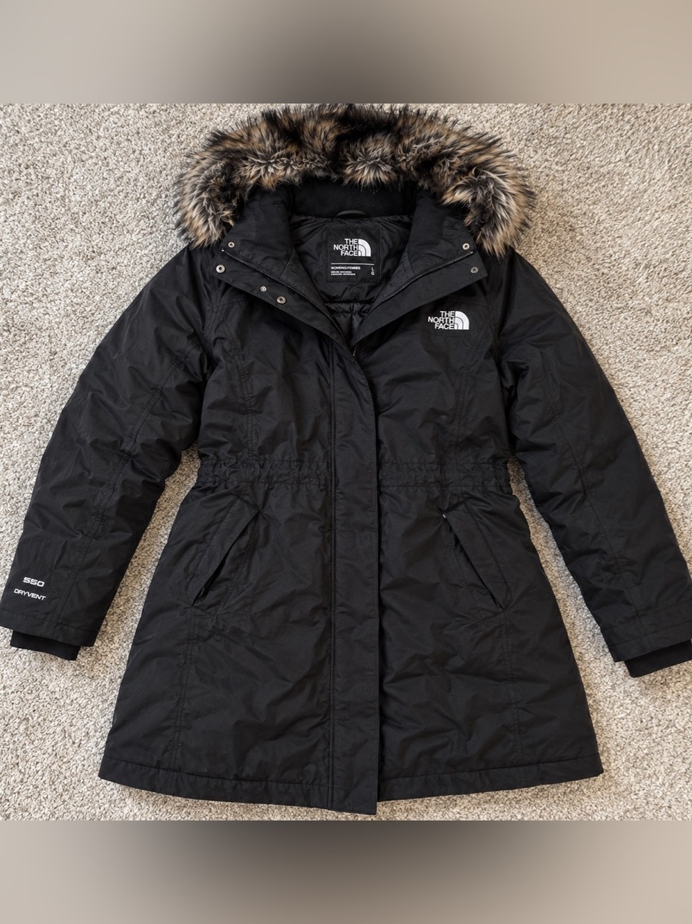 The North Face Womens Arctic Down Parka Black 550 Fill Size L Coat